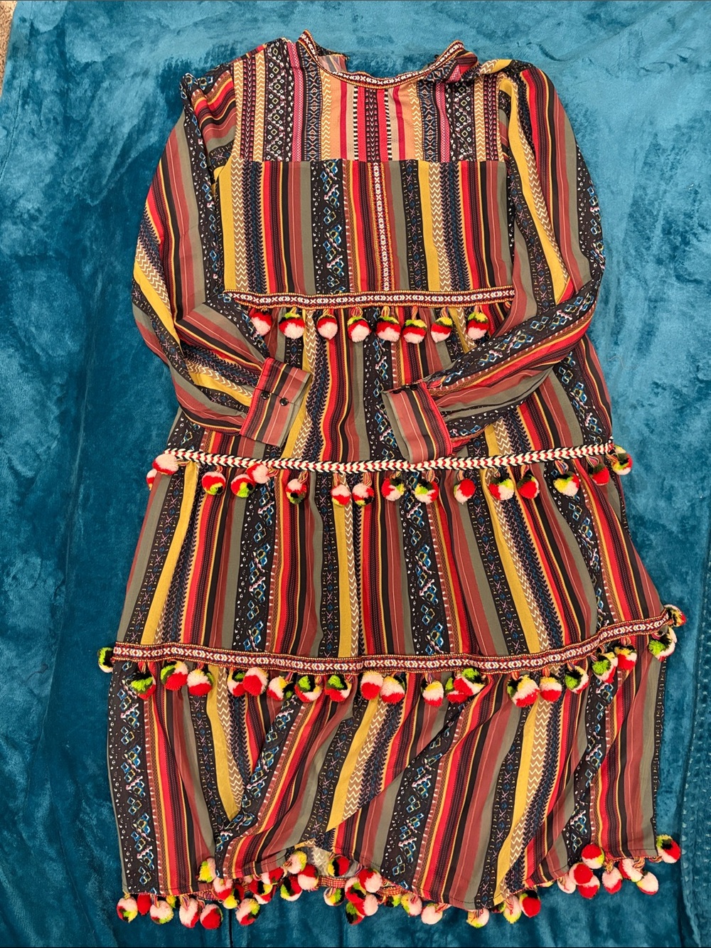 Brach Brach Colorful Pom Pom Fall Dress - Medium